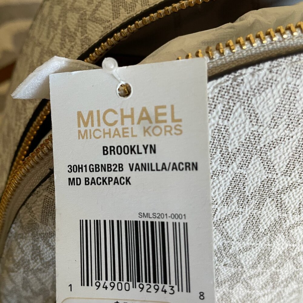 NWT Michael Kors "Brooklyn" medium logo monogram backpack in tan / vanilla Y2K - Picture 14 of 14